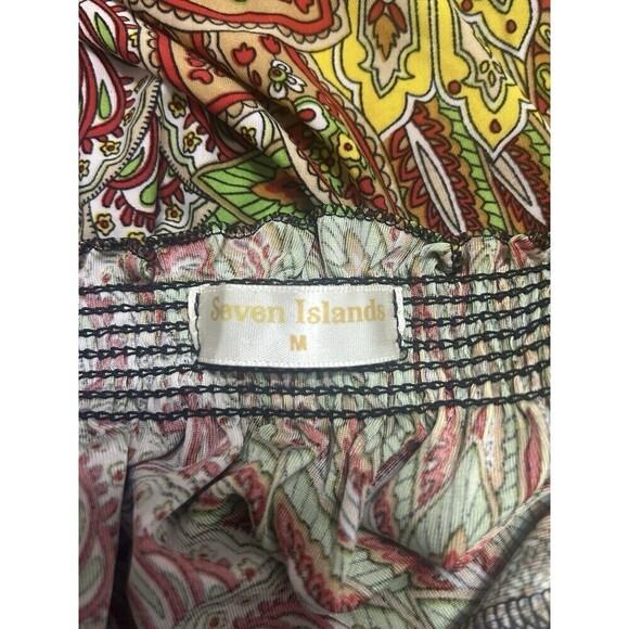 Seven Islands Sleeveless Ruffle Straps Paisley Print Maxi Dress Size Medium - Picture 6 of 9